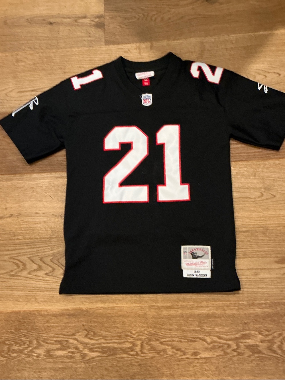 Mitchell & Ness Black Kids Jersey with White & Red Number 21